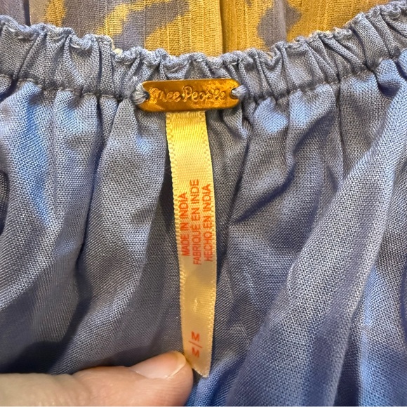 Free People Julianna Maxi Dress Blue Floral Flowy Oversized Boho Size Med FLAW - Picture 6 of 12